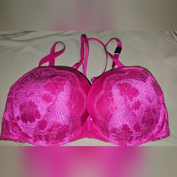 Victoria's Secret very sexy push up Bra New With Tags 32DD magenta Strappy - Picture 1 of 6